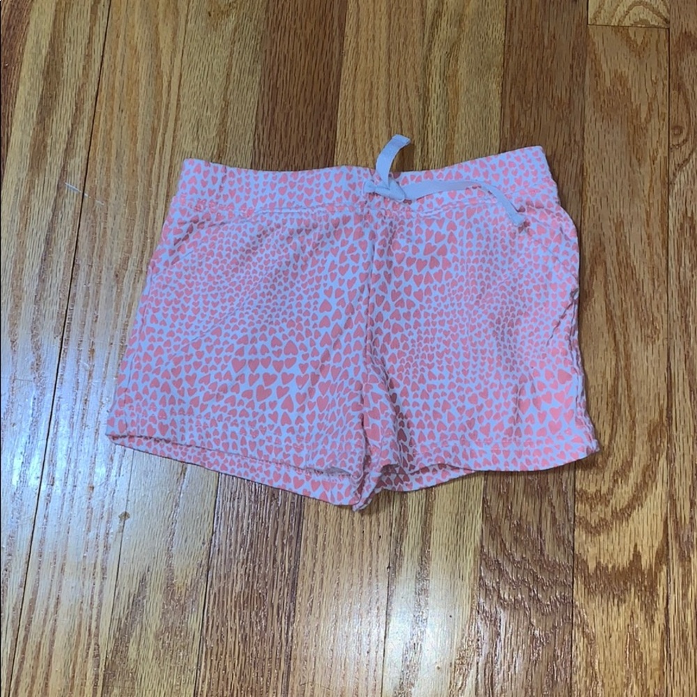White and pink/coral heart shorts